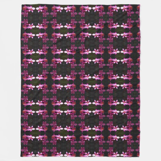 Große Fleece Blanket Lila Orchideen/Schwarz (Vorderseite)