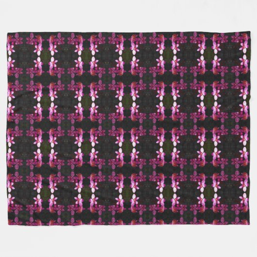 Große Fleece Blanket Lila Orchideen/Schwarz (Vorderseite (Horizontal))