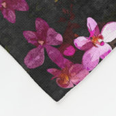 Große Fleece Blanket Lila Orchideen/Schwarz (Ecke)