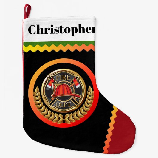 Große Fleece Feuerwehrmann Weihnachts-Strumpf Großer Weihnachtsstrumpf (Vorderseite)