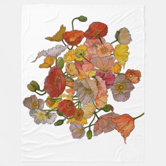 große Fleecedecke mit Multimedia-Poppies (Vorderseite)