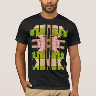 Große Fliesen mit rosa-oliv-beigem geometrischem S T-Shirt