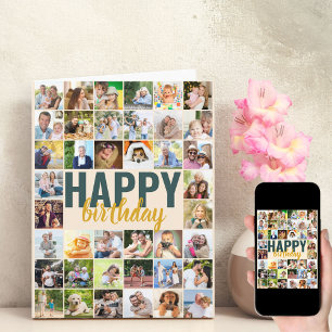Große Fotocollage 40 Bilder Personalisierter Gebur Karte