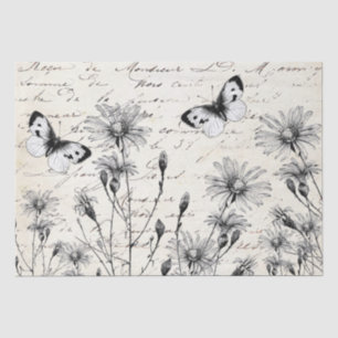 Große französische Script-Wildblume Butterfly Deco Seidenpapier