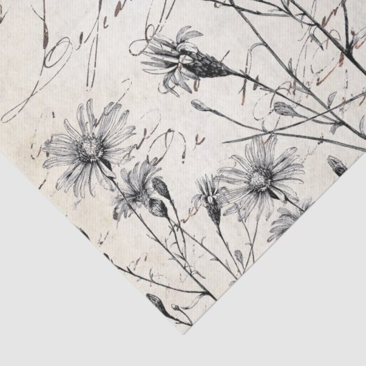 Große französische Script-Wildblume Dragonfly Deco Seidenpapier (Detail)