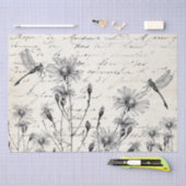 Große französische Script-Wildblume Dragonfly Deco Seidenpapier (Handwerk)