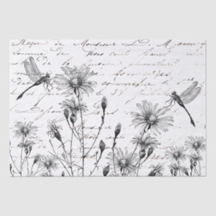 Große französische Script-Wildblume Dragonfly Deco Seidenpapier