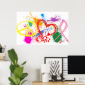 "Große Friedens-Liebe Hope Paint Spritzer Poster (Heimbüro)