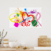 "Große Friedens-Liebe Hope Paint Spritzer Poster (Küche)