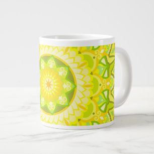 Große Frühlings-Mandala Grün Gelb Boho Oversized Jumbo-Tasse