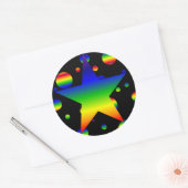 Große funky Regenbogensterne Polka Dotsticker Runder Aufkleber (Umschlag)