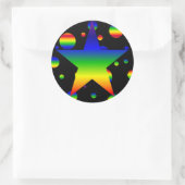 Große funky Regenbogensterne Polka Dotsticker Runder Aufkleber (Tasche)