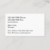 Grosse Gastronomie Business Cards Visitenkarte (Rückseite)