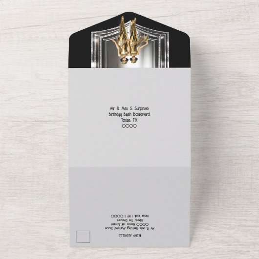 Große Gatsby-1920er Flapper Girls Silber Gold All In One Einladung (Außenbereich)