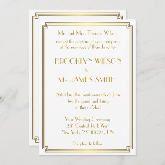 Große Gatsby Art Deco Einladung (Vorne/Hinten)