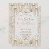 Große Gatsby Art Deco Goldene Hochzeit Einladung (Vorne/Hinten)