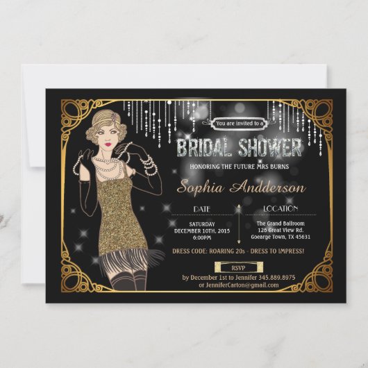 Große Gatsby Brautparty-Einladungsprallplatte Einladung (Vorderseite)