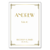 Große Gatsby Gold Art Deco Hochzeitskarten Tischnummer (Rückseite)