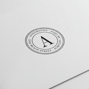 (GRÖSSE GEÄNDERT) Elegantes Monogramm Rücksendeadr Permastempel
