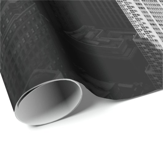 Große Gebäude und Wolkenkratzer mit Schatten Geschenkpapier (Rolleneckpunkt)