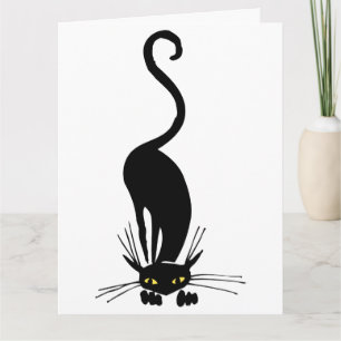 Große Geburtstagsgraceful Black Cat Sniffing Karte