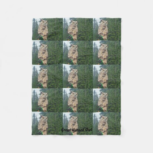 Große gehörnte Eulen-Fleece-Decke Fleecedecke (Vorderseite)