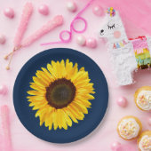 Große gelbe Sonnenblume auf Navy Blue Background P Pappteller (Party)