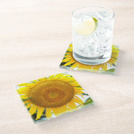 Große gelbe Sonnenblume Blütenblume Glasuntersetzer