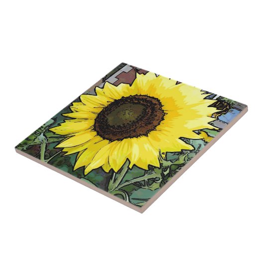 Große gelbe Sonnenblume Fliese (Seite)