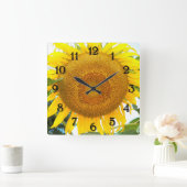 Große gelbe Sonnenblume Quadratische Wanduhr (Zuhause)