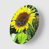 Große gelbe Sonnenblume Runde Wanduhr (Winkel)