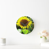 Große gelbe Sonnenblume Runde Wanduhr (Zuhause)