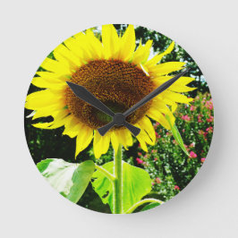 Große gelbe Sonnenblume Runde Wanduhr