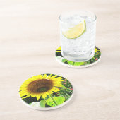 Große gelbe Sonnenblume Sandstein Untersetzer (Seite)