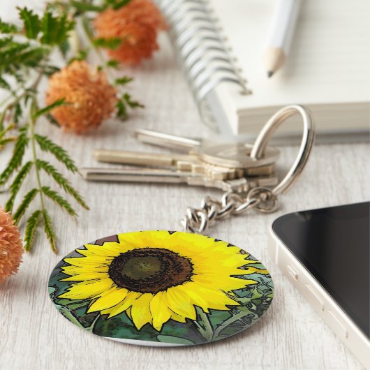 Große gelbe Sonnenblume Schlüsselanhänger (Seite)