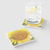 Große gelbe Sonnenblume Steinuntersetzer (Seitenansicht)