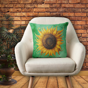 Große gelbe Sonnenblume Verzierte Blütenblätter Gr Kissen
