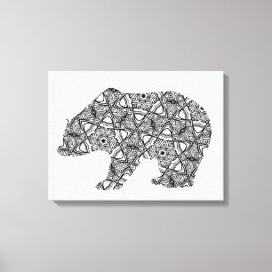 Große geometrische Bärenkunst - Erwachsenenfarbsei Leinwanddruck