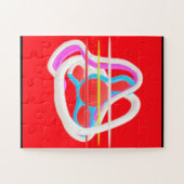 Große geometrische Puzzle Hauptfarbe rot (Horizontal)