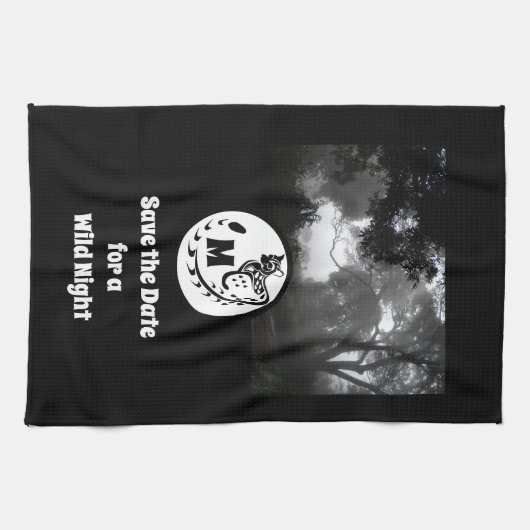 Große Gepunktete Genet Silhouette Monogram Foto Geschirrtuch (Horizontal)