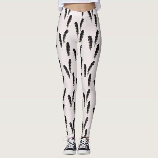 Große Gepunktete Woodpecker Feathers Pattern Legie Leggings (Vorderseite)