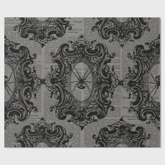 Große Gerahmte Spinne auf Dunkelgrau Geschenkpapier (Flach)