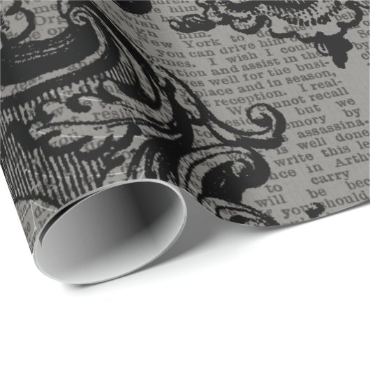 Große Gerahmte Spinne auf Dunkelgrau Geschenkpapier (Rolleneckpunkt)