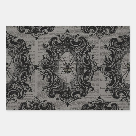 Große Gerahmte Spinne auf Dunkelgrau Geschenkpapier Set (Vorderseite 2)