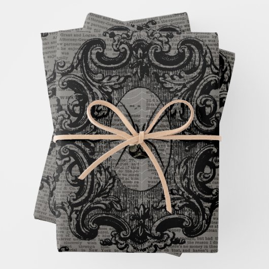 Große Gerahmte Spinne auf Dunkelgrau Geschenkpapier Set (Beispiel)