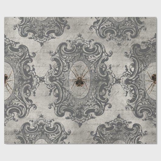 Große Gerahmte Spinne auf hellgrau Geschenkpapier (Flach)