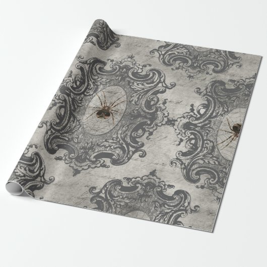 Große Gerahmte Spinne auf hellgrau Geschenkpapier (Ungerollt)