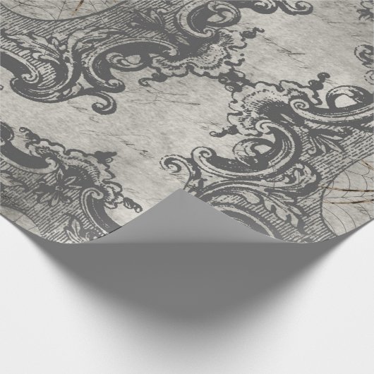 Große Gerahmte Spinne auf hellgrau Geschenkpapier (Ecke)