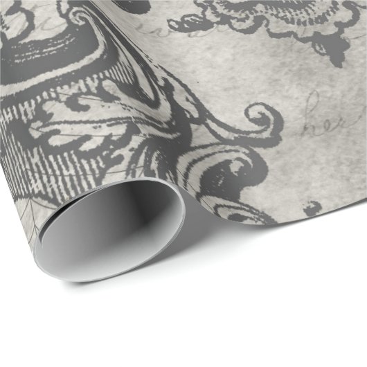 Große Gerahmte Spinne auf hellgrau Geschenkpapier (Rolleneckpunkt)