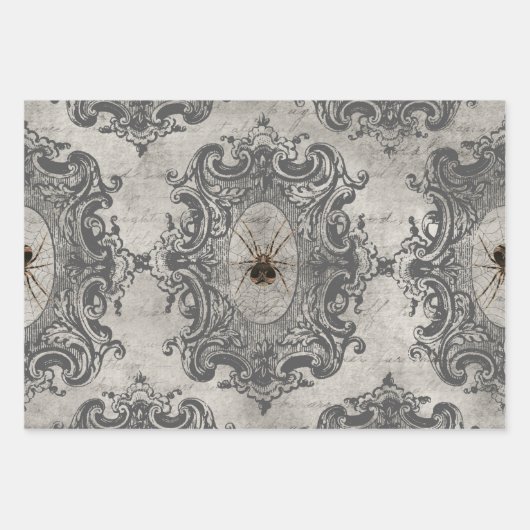 Große Gerahmte Spinne auf hellgrau Geschenkpapier Set (Vorderseite 3)